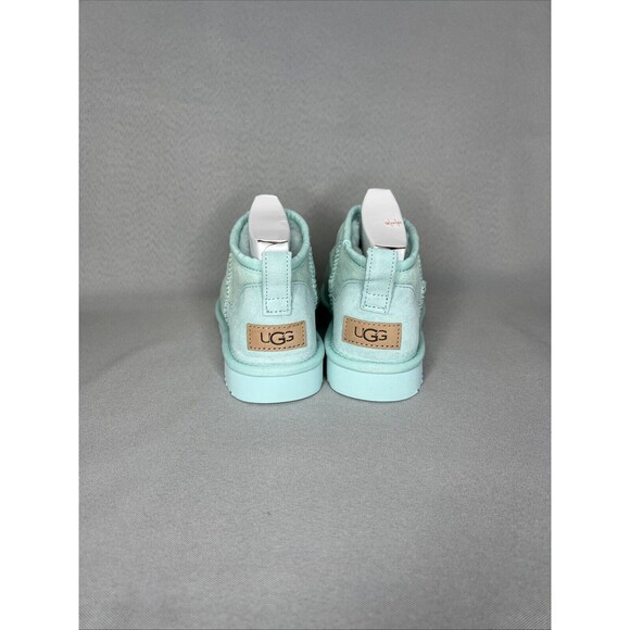 New Ugg Boots Classic Ultra Mini Sky Blue Suede Wool Ankle Shoes Womens Sz 6 - Picture 7 of 13